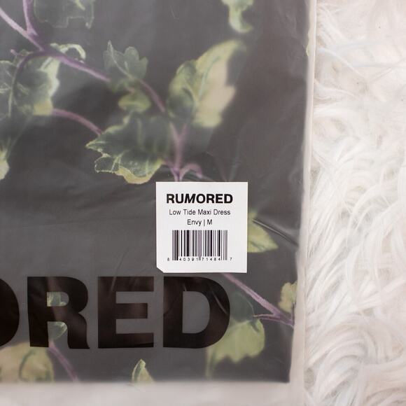 Rumored Black Leaf Print Strappy Cami Maxi Dress Medium Floral Low Tide Envy - Picture 4 of 4